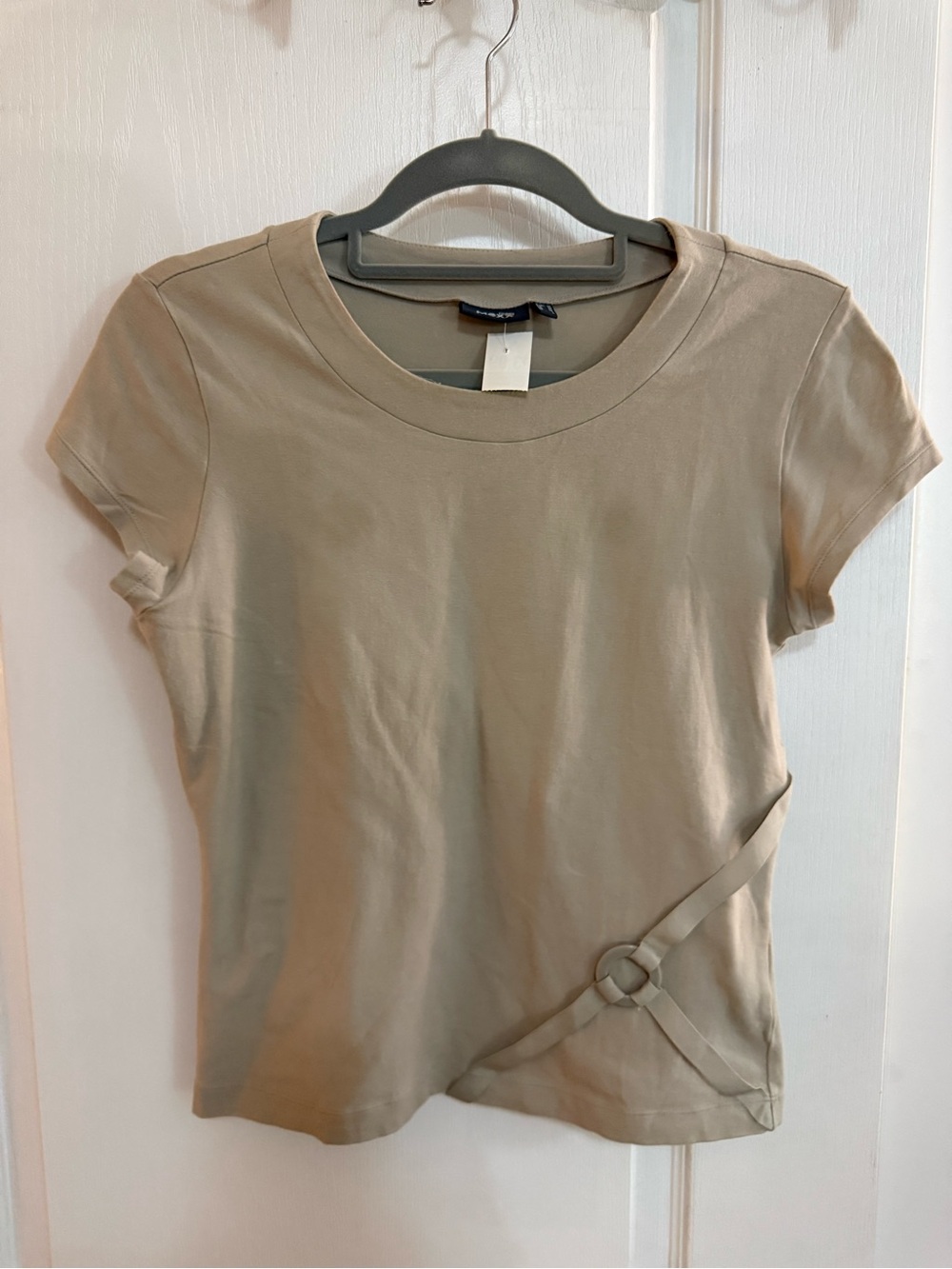 Mexx Taupe Short-Sleeve Tee with Ring Strap Detail